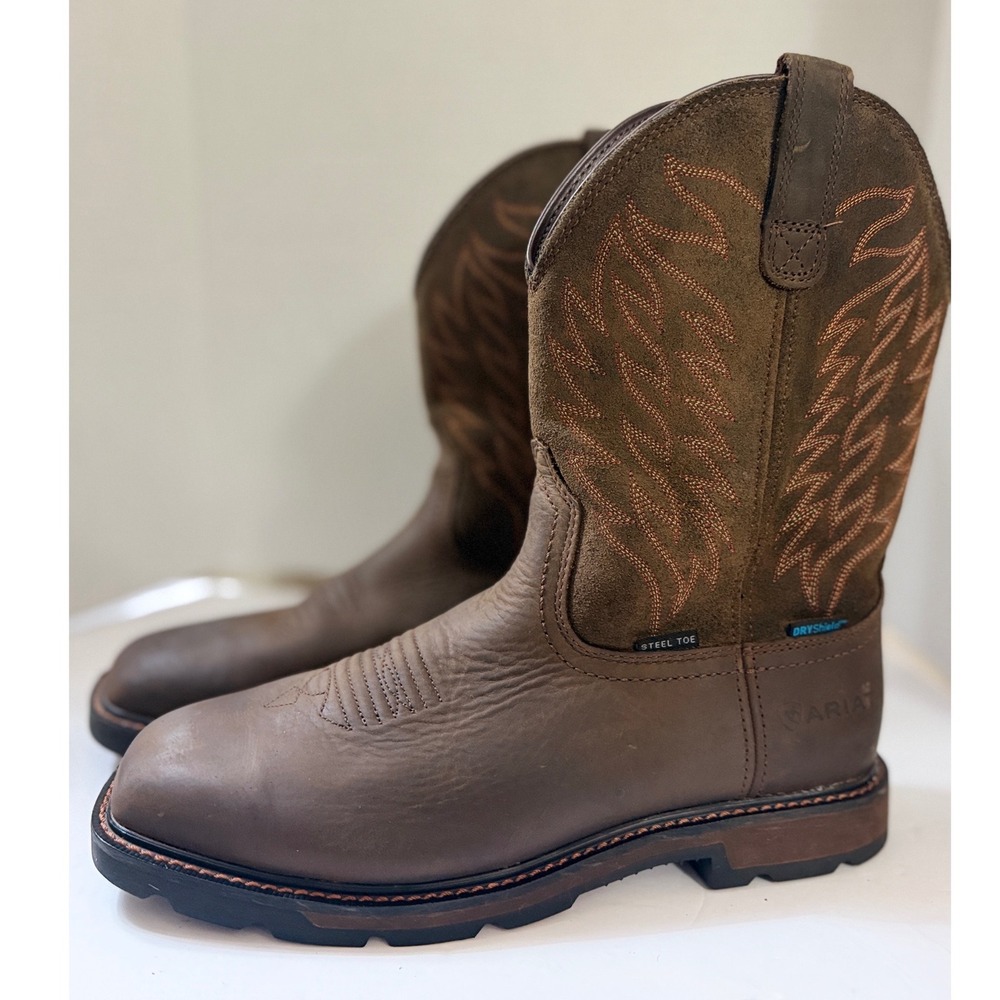 Ariat Groundbreaker Wide Square Toe Waterproof Steel Toe Work Boot Men 10.5 EE